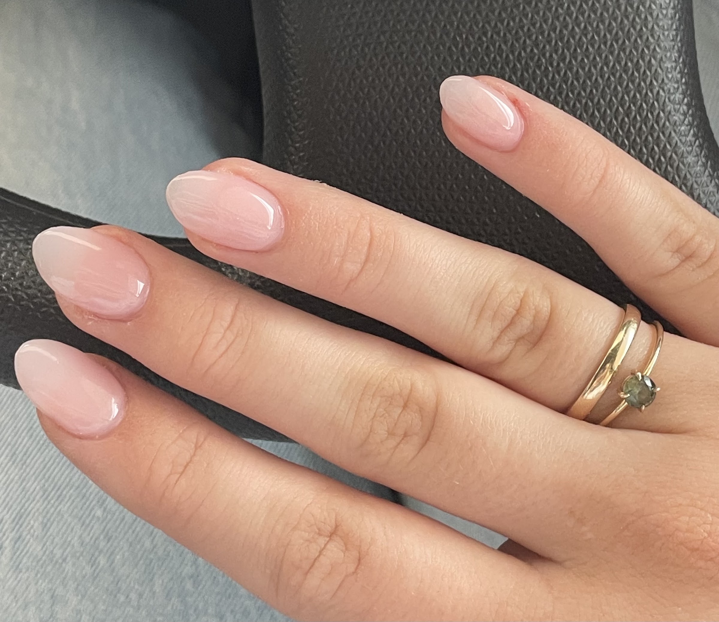 Sheer pink gel manicure finished at Fashion Nails Aspley